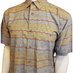 Vintage Orvis Gray/Green Orange Short Sleeve Shirt L‎